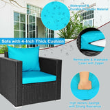 4 Pieces Patio Rattan Cushioned Furniture Set. 2 Boxes unassembled