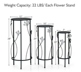 3-Pieces Indoor/Outdoor Black Steel Plant Stand Set - NP10276BK