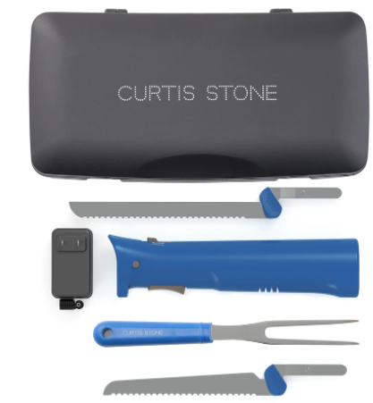 Curtis Stone Cordless Electric Carving Knife Set wit Case - BLUE