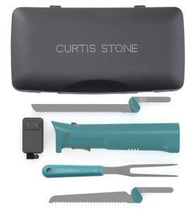 Curtis Stone Cordless Electric Carving Knife Set wit Case - TURQUOISE