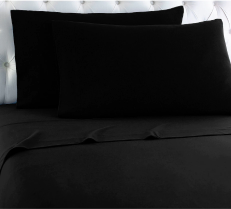 HomeSuite Micro Flannel 6-Piece Sheet Set - KING - BLACK