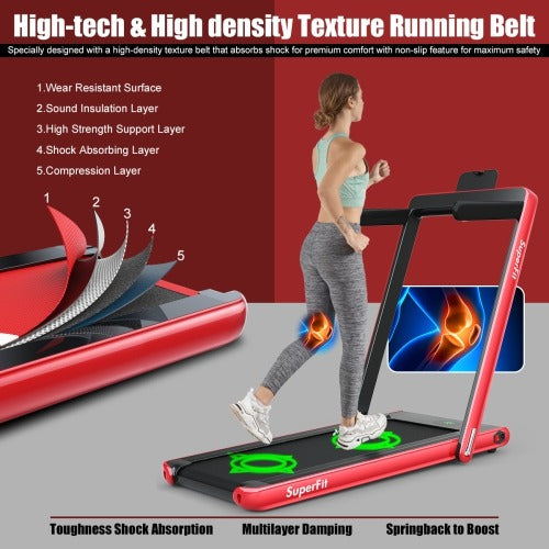 SuperFit 2.25HP 2-in-1 Folding Treadmill - RED