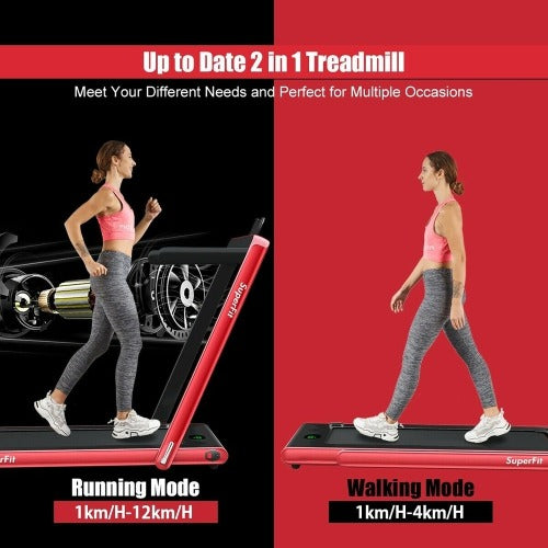 SuperFit 2.25HP 2-in-1 Folding Treadmill - RED