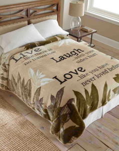 Shavel High Pile Throw 90" x 90" - FULL/QUEEN - LIVE LAUGH LOVE