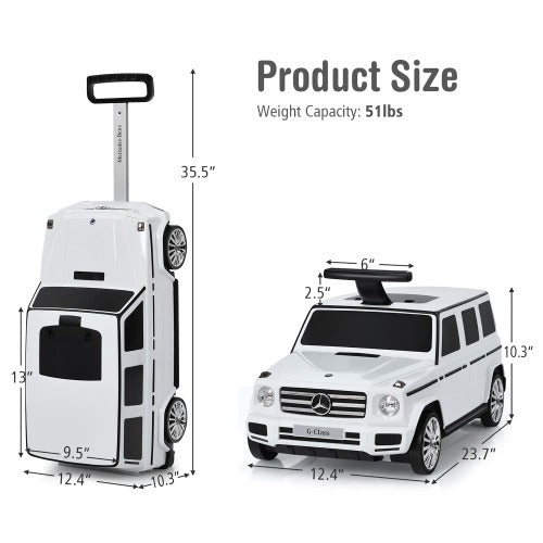 2-in-1 Kids Ride On Car Toy Toddler Travel Suitcase Licensed Mercedes Benz, reg $257.99
