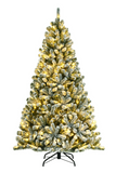 6ft Pre-lit Snow Flocked Hinged Christmas Tree w/ 928 Tips & Metal Stand *PRE-LIT*