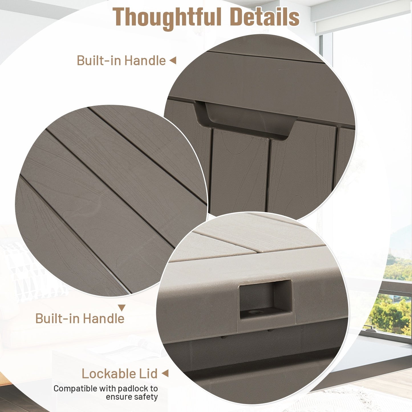 30 Gallon Deck Box Storage Seating Container, assembled, Black