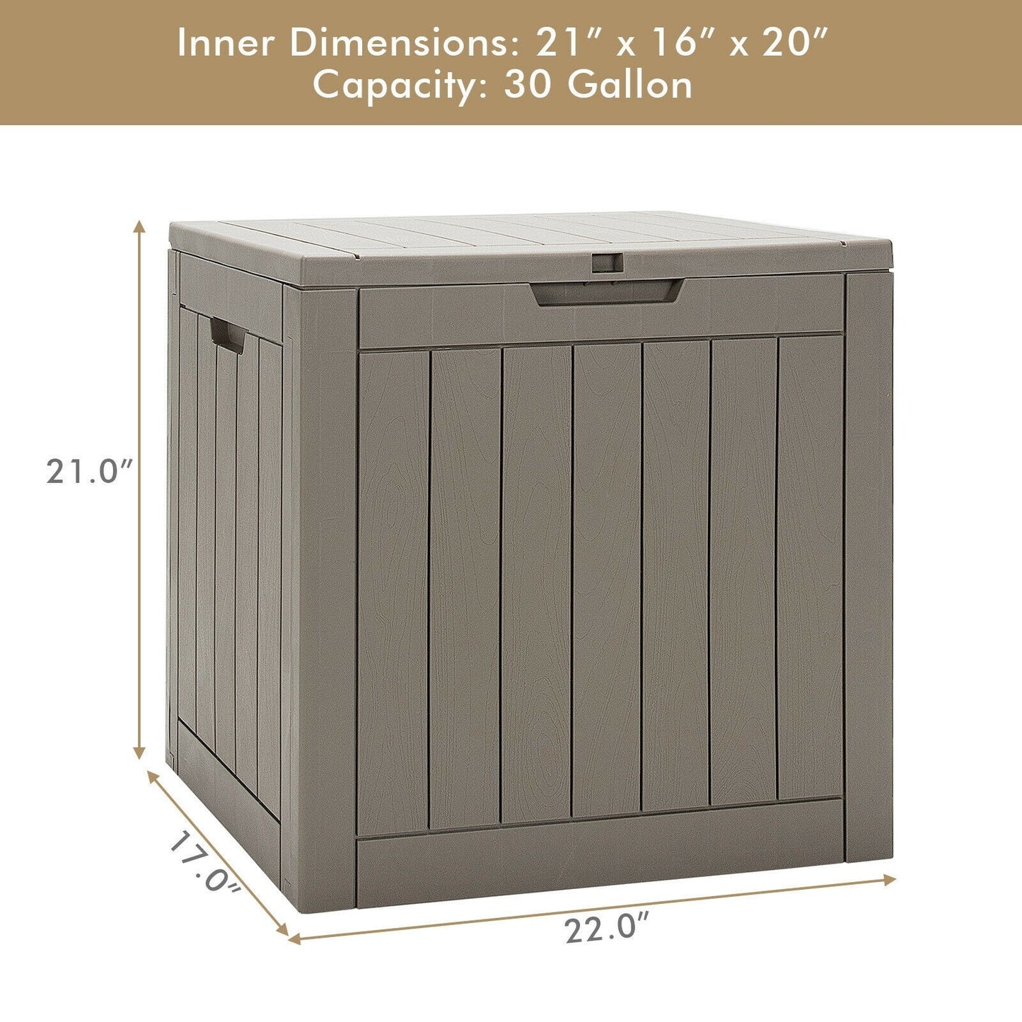 30 Gallon Deck Box Storage Seating Container, assembled, Black