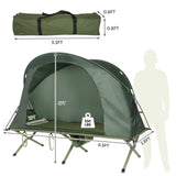 1-Person Cot Elevated Compact Tent Set with External Cover, green