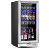 100 Can Built-in Freestanding Beverage Cooler Refrigerator with Adjustable Temperature and Shelf