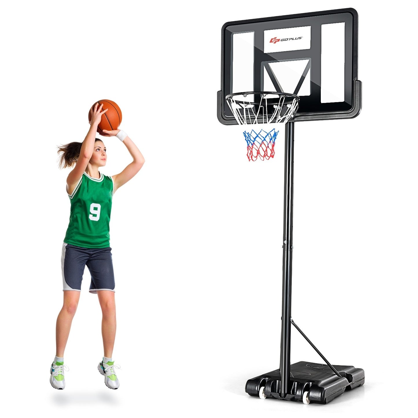 Adjustable Portable Basketball Hoop Stand with Shatterproof Backboard Wheels *UNASSEMBLED/IN BOX*