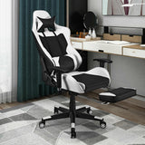 PU Leather Gaming Chair with USB Massage Lumbar Pillow and Footrest, assembled