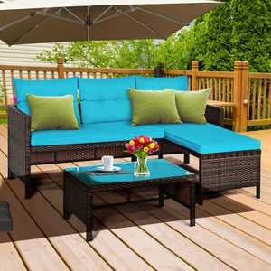 The Carleton 3 Piece Outdoor Patio Corner Rattan Sofa Set *FULLY ASSEMBLED*