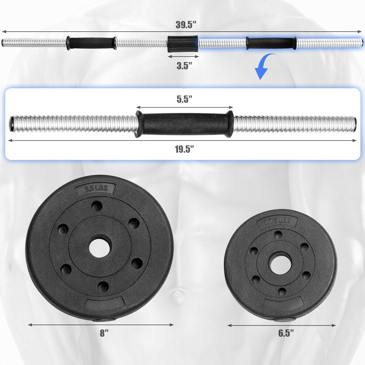 Fitness Dumbbell Weight Set with Adjustable Weight Plates and Handle