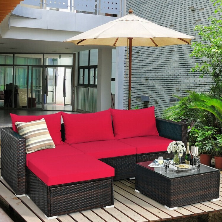 The Sybil 5 Piece Patio Rattan Sectional Furniture Set *UNASSEMBLED/NEW IN BOX*2 BOXES*