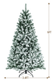 6ft Pre-lit Snow Flocked Hinged Christmas Tree w/ 928 Tips & Metal Stand *PRE-LIT*