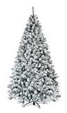7.5ft Premium Snow Flocked Hinged Artificial Christmas Tree Unlit w/ Metal Stand *UNLIT*