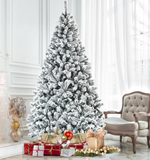 7.5ft Premium Snow Flocked Hinged Artificial Christmas Tree Unlit w/ Metal Stand *UNLIT*