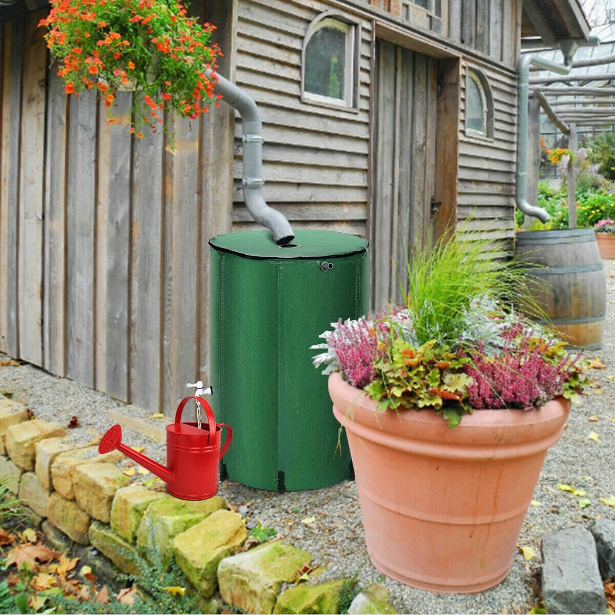 100 Gallon Portable Rain Barrel Water Collector Tank with Spigot Filter, reg $149.99