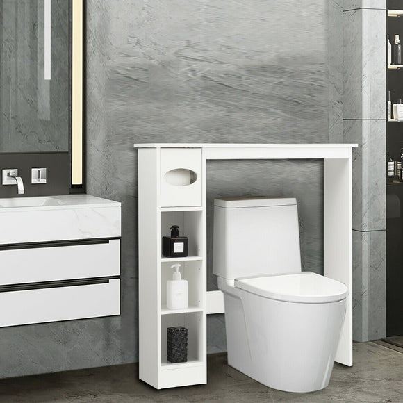 Wooden Over the Toilet Storage Cabinet Bathroom Space Saver with Paper Holder - HW63338WH