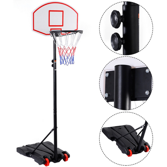 Adjustable Basketball Hoop System Stand with Wheels, Assembled