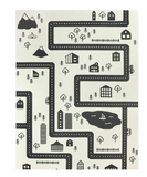 Urban Adventure Road Ivory/Black Area Rug - Round 5'7''