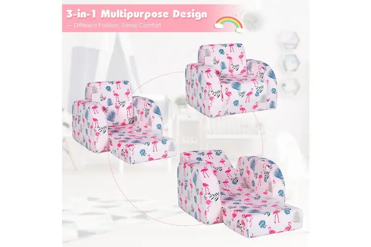 3-In-1 Convertible Kid Sofa Bed Flip-Out Chair Lounger For Toddler