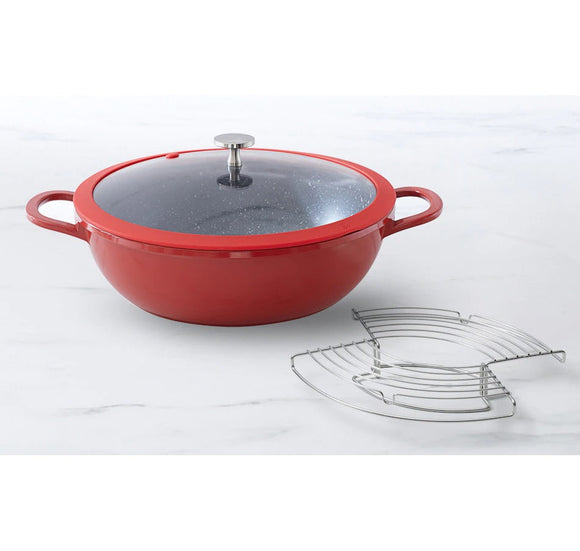 Curtis Stone 4.5-Quart Cast Aluminum Multi-Pan with Lid and Rack - CHERRY
