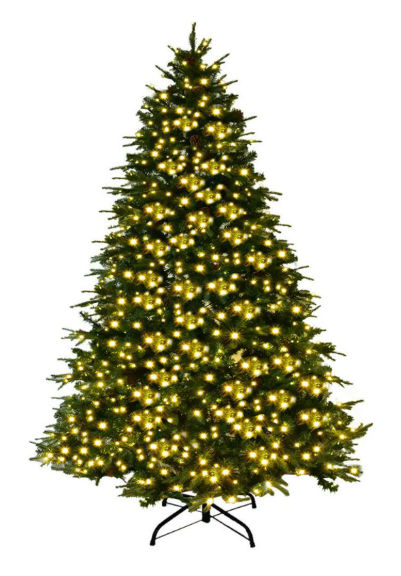 8 ft. Pre-Lit LED Artificial Christmas Tree Hinged with 600 LED Lights and Pine Cones *PRE-LIT*