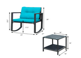 3-Piece Patio Wicker Rocking Chair Set *UNASSEMBLED/IN BOX* - HW62861BL