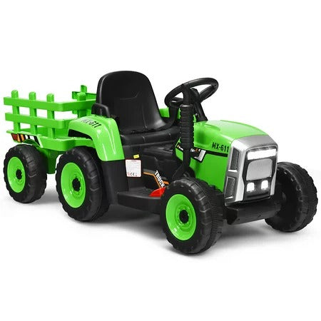 12v 7ah Kids Battery Powered Electric Tractor With Trailer *FULLY ASSEMBLED* - TY327774US-GN