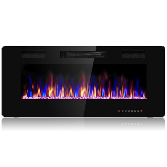 42'' Electric Fireplace Recessed Ultra Thin Wall Mounted Heater Multicolor Flame
