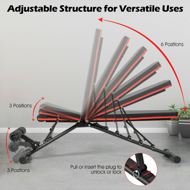 Adjustable Strength Training Bench with High Elastic Ropes
