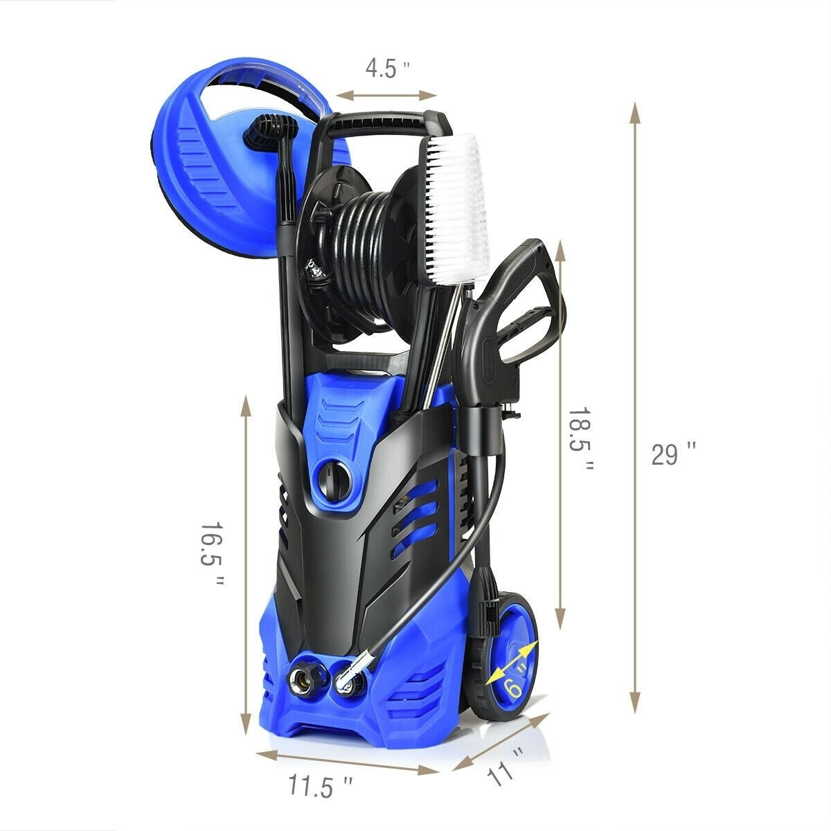 3000PSI Electric  High Power Washer, 4 nozzles, missing deck cleaner, brush, black nozzle, TESTED