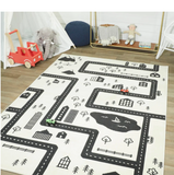 Urban Adventure Road Ivory/Black Area Rug - Round 5'7''