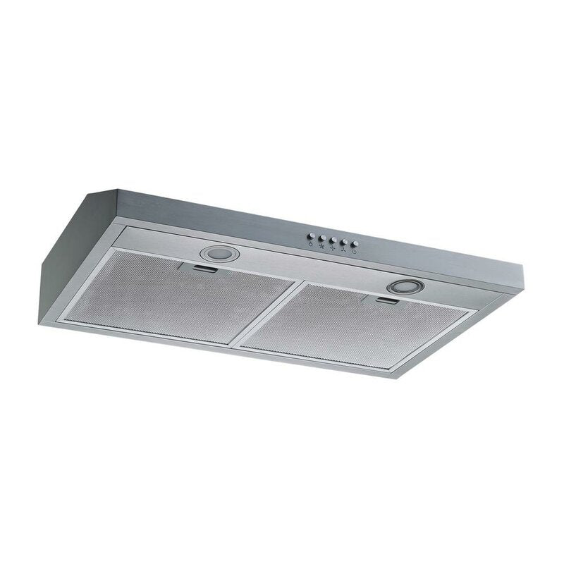 30" 350 CFM Convertible Under Cabinet Range Hood, stainless, very small dent in grates