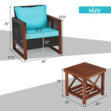 3 Pieces Patio Wicker Furniture Sofa Set with Wooden Frame - *UNASSEMBLED/IN BOX* - HW65227TU