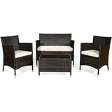4 Pieces Rattan Sofa Set with Glass Table - BEIGE *UNASSEMBLED*