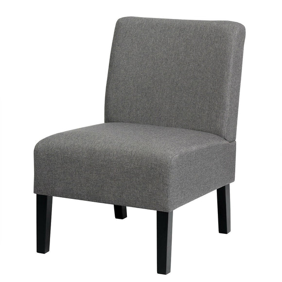 Armless Accent Chair with Rubber Wood Legs