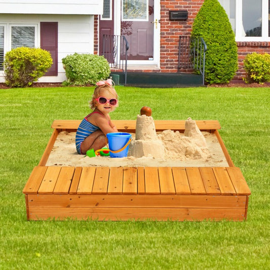 Kids Outdoor Playset Backyard Cedar Sandbox, 1 box unassembled