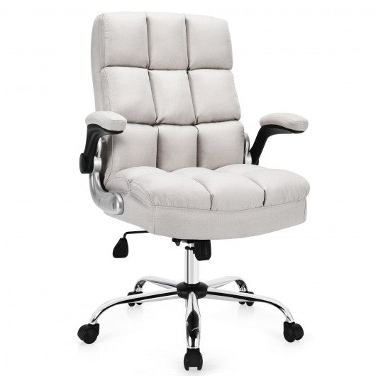 Adjustable Swivel Office Chair with High Back and Flip-up Arms