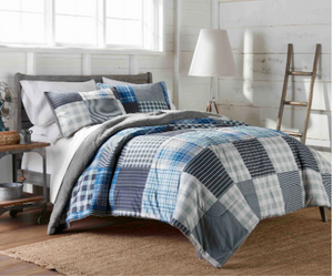HomeSuite Micro Flannel Reverse Dyed to Match Sherpa Comforter 3-Piece Set - FULL/QUEEN