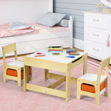 Kids Table Chairs Set With Storage Boxes Blackboard Whiteboard Drawing