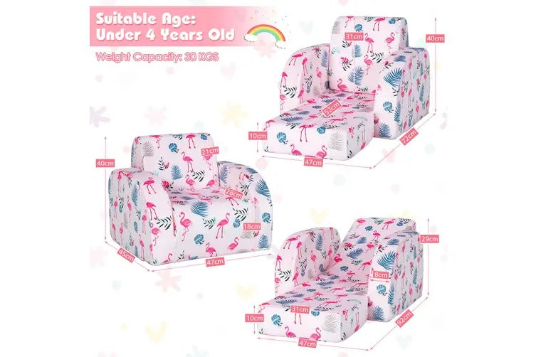 3-In-1 Convertible Kid Sofa Bed Flip-Out Chair Lounger For Toddler