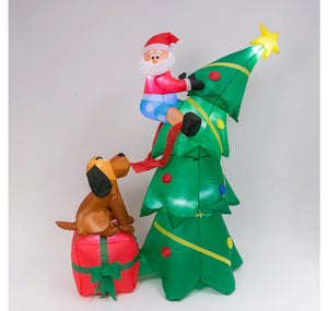 Holiday Memories Lighted 72" Inflatable Xmas Tree With Santa & Dog