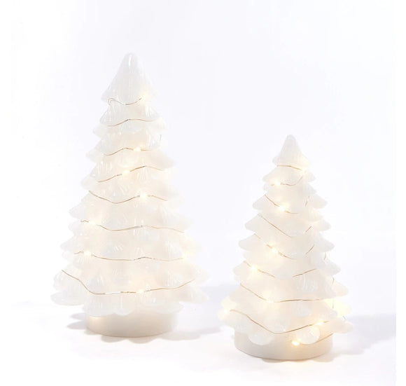 Holiday Memories Set of 2 Lighted White Trees