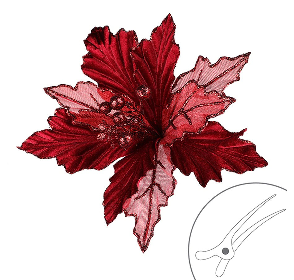 Holiday Memories Set of 6 Poinsettia Clips