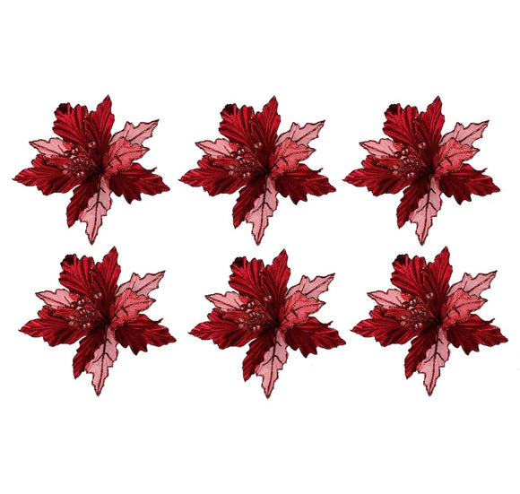 Holiday Memories Set of 6 Poinsettia Clips