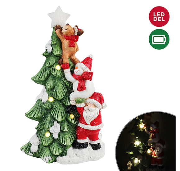 Holiday Memories Light Up Resin Tree With Climbing Figures *SCRATCH & DENT*