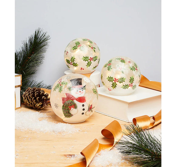 Mr. Christmas Holiday Spheres (Set of 3) - SNOWMAN